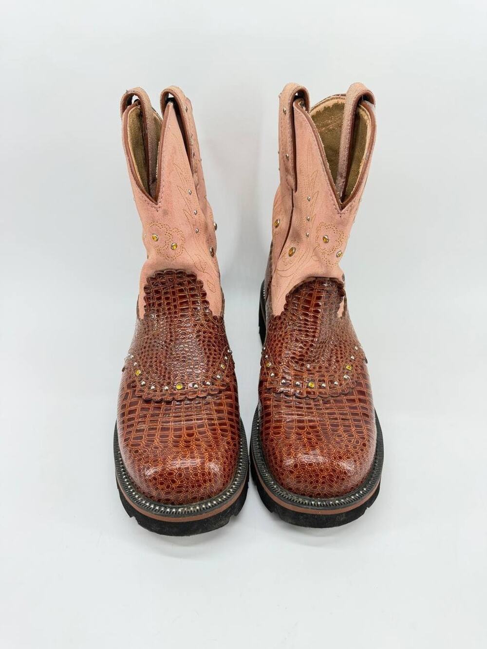Ariat Fatbaby Women's US 9 B Brown Croc Embossed Leather Western Cowboy Boots